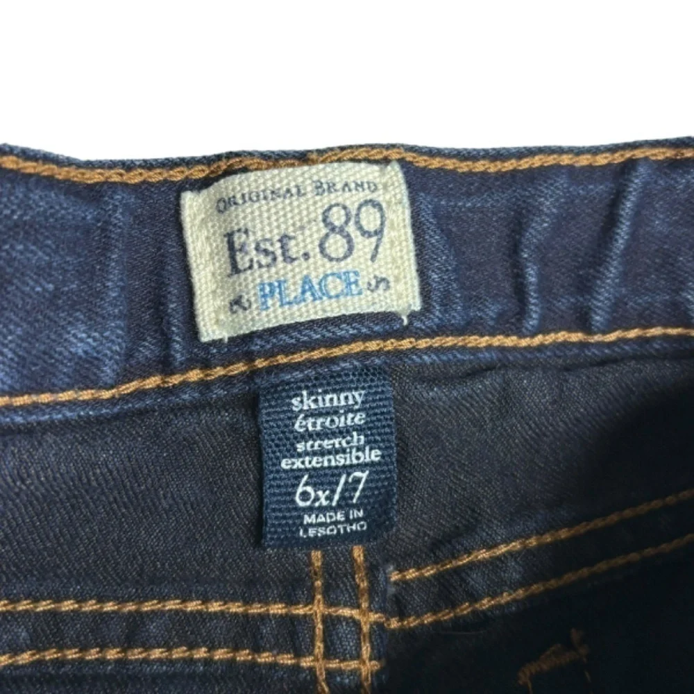 The Childrens Place Girls Jeans Size 6X 7 Dark Blue Denim Wash Skinny Stretch